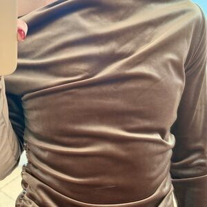 Abercrombie & Fitch Velvet Asymmetrical Brown Top NWT